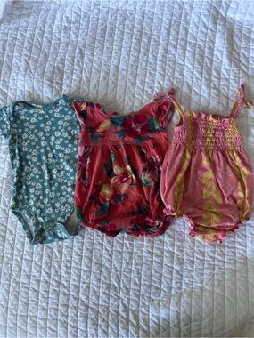 Set of 3 Floral Baby Girl Rompers - Daisy, Tropical, and Hawaiian Flower